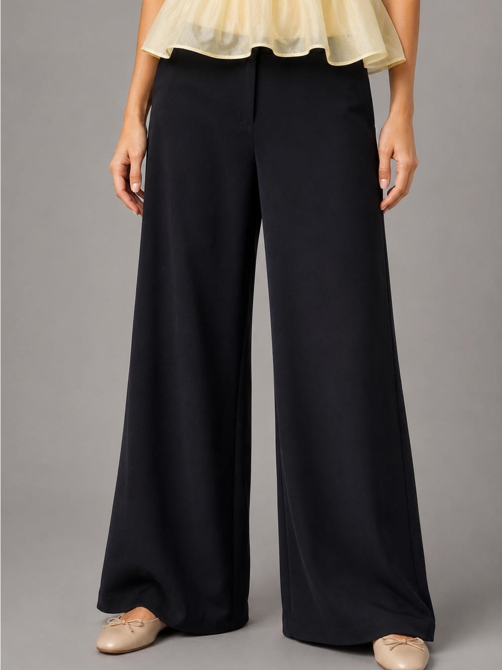 Nanette Lepore Black Wide-Leg High Waisted Flowy Dress Trousers Size 14